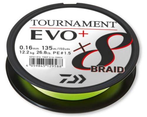 Daiwa Tournament Evo X8 Braid 135 Meter Chartreuse Topper