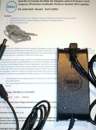 Dell PA-12 Family PA-1650 19.5V 3.34A 65W Adapter Origineel