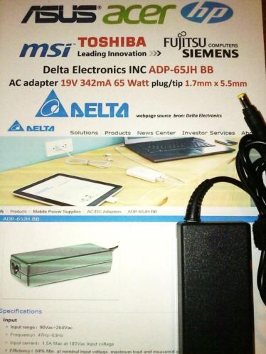Delta ADP-65JH BB 19V 3.42A 65W Acer Aspire 4810T8440 5500G