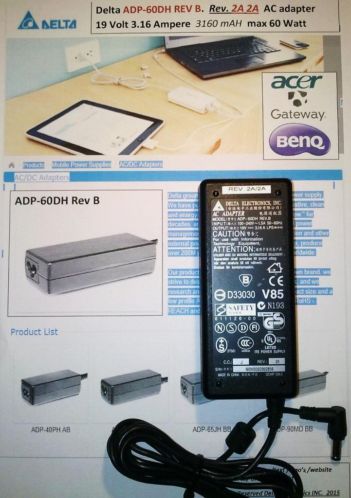 Delta Elec. ADP-60DH REV B REV 2A 19V 3.16A 60W Gateway Acer