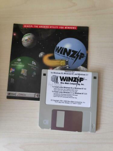 Diskette Winzip versie 6.2 voor Windows 95 3.1 NT Retro