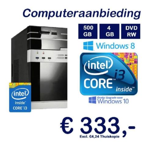 Diteq Intel i3 Computer (nieuwe PC met 2 jaar garantie)