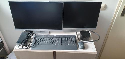Dockingstation, 2 beeldschermen, toetsenbord en muis