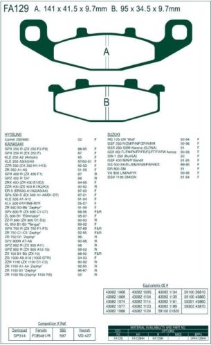 EBC organische voorremblokken Suzuki VX 800 90-96