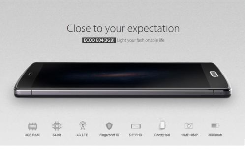 ECOO E04  3gb  Andr 5.0  alleen bij ons 2 jaar garantie 