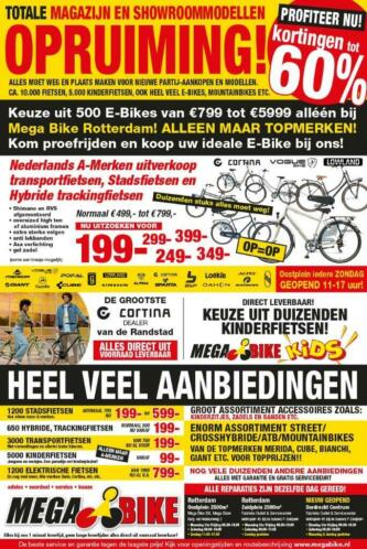 Elektr. fietsen opruiming laatste stuks Mega Bike Rotterdam