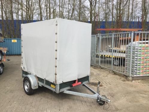 Enkel-as met huifachterklepsteun dichte motortrailer