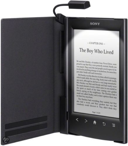 Ereader Sony PRS T2 ZGAN met hoes met verlichting en ebooks