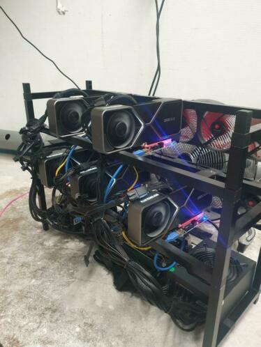 Ethereum mining rig 5 maal nieuwe Nvidia rtx 3080 fe 435 mhs