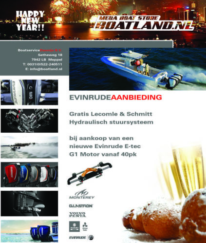 EVINRUDE E-TEC Kerst aanbiedingen gratis stuurbekrachtiging.