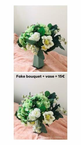 Fake flower bouquet and vase