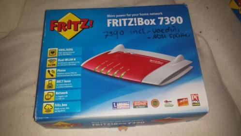 FritzBox 7390 incl. ADSL splitter en voeding