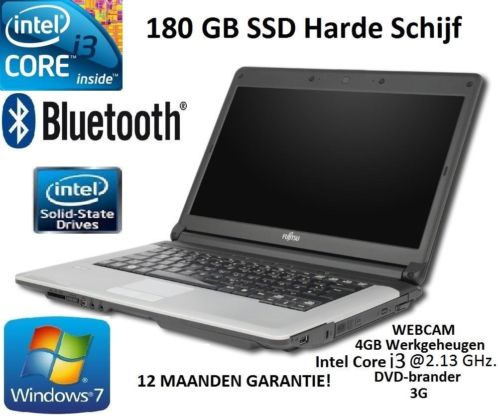Fujitsu Lifebook i3, 180 GB SSD,4GB,Office, Win 7,Webcam,3G