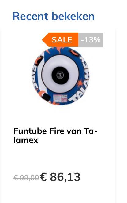 Fun tube talamex fire (band voor achter boot)