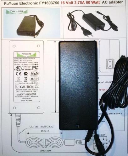 FY1603750 Switching Adapter 16V 3.75A schakelende voeding