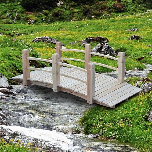 Gardenbrug houten brug met leuningen tot 180 kg Fir Wood