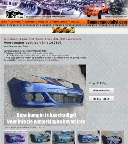 Gebruikte Bumpers (webshop) oa Gr Punto Ducato Scudo Sedici
