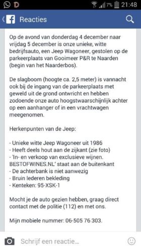 Gestolen wagoneer 1986