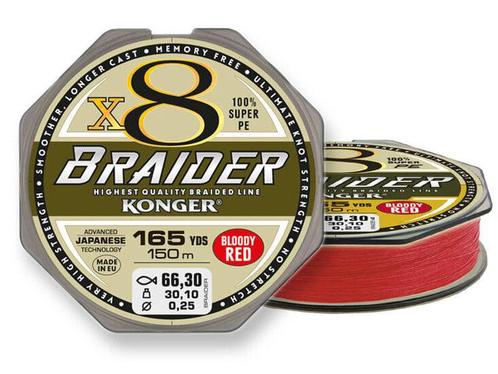 Gevlochten Lijn Braider X8 Rood 150 m. - Roofvis XL