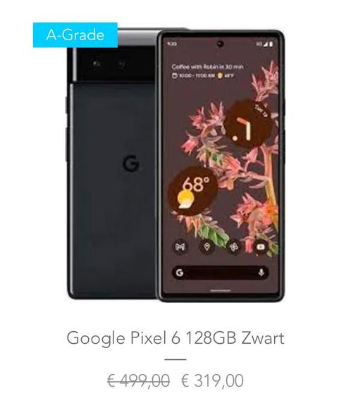 Google Pixel 6 128GB Zwart  in nieuwstaat