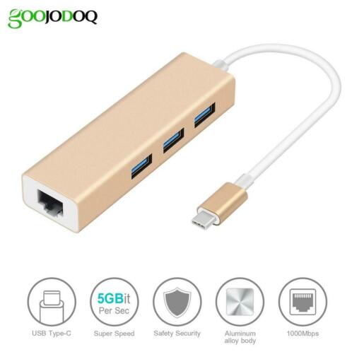 GOOJODOQ USB C Ethernet Rj45 Lan Adapter 3 Port USB Type C