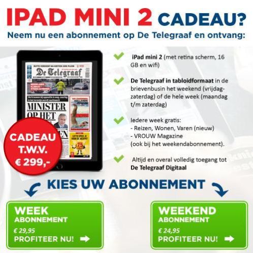 Gratis Apple iPad mini 2 bij de Telegraaf