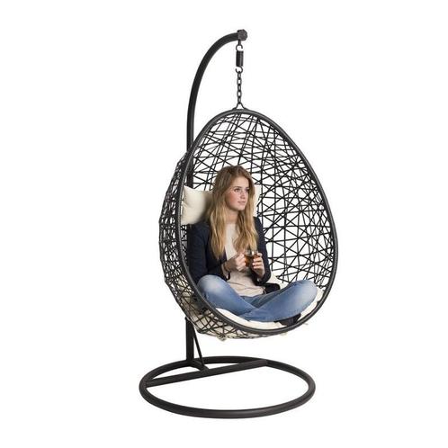 Hangstoel swing met standaard - zwart - 95x95x200 cm