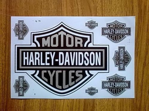 Harley Davidson Sticker zilver op zwart 