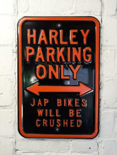 Harley parking only sign