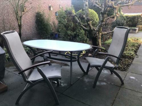 Hartman tuinset aluminium tafel en 4 verstelbare stoelen
