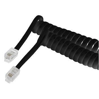 Headset spiraalkabel RJ10 mannelijk - RJ10 mannelijk (zwart)