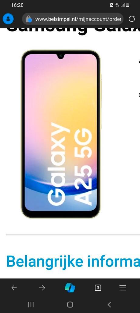 Helemaal nieuw in doos Samsung Galaxy A25 128GB A256 Geel