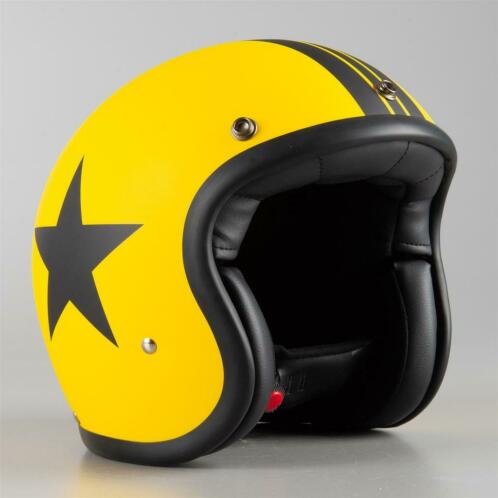 Helm DMD Vintage Star Geel (Jethelmen, Motorhelmen)