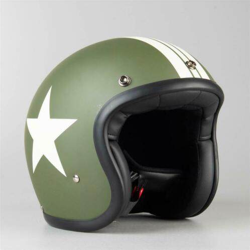 Helm DMD Vintage Star Groen (Jethelmen, Motorhelmen)