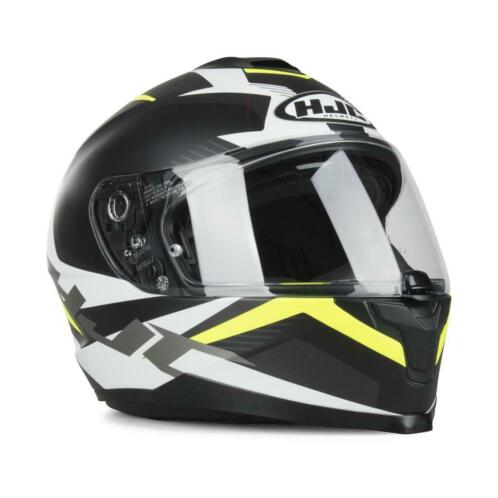 Helm HJC C70 Troky Mat Zwart-Wit-Neon Geel (Integraalhelmen)