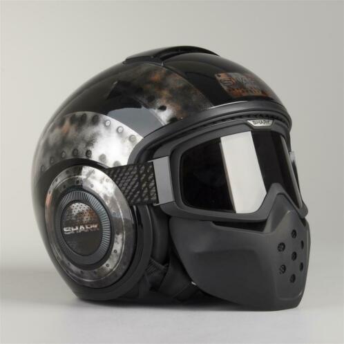 Helm Shark Drak Dogtag Zwart (Open Helmen, Motorhelmen)