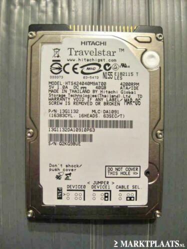 Hitachi 40GB 2,5034 IDE laptop harddisk