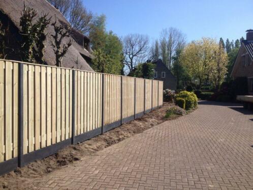 hout beton schutting met 21 planks tuinscherm incl plaatsen