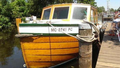 Houten motorboot, model lobsterboat omgeving Boston, USA