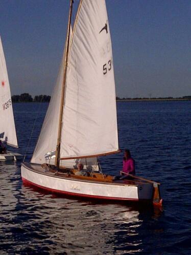 houten valk inclusief trailer, zeilen en trapezebroek