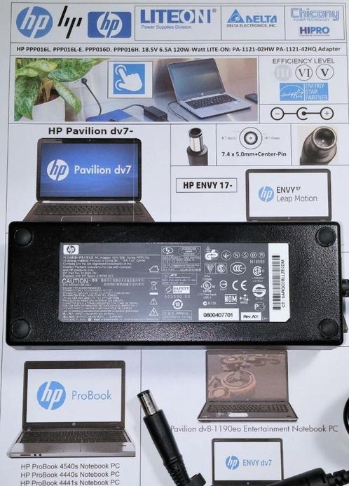 HP 18.5V 6.5A 120W Adapter Pavilion Envy Elitebook Probook