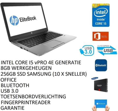 HP Elitebook 820 i5 4e generatie, 256GB SSD, 8GB, USB 3.0