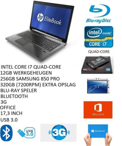 HP Elitebook 8760w i7, 256GB SSD, 12GB, Blu-Ray, 3G, USB 3.0