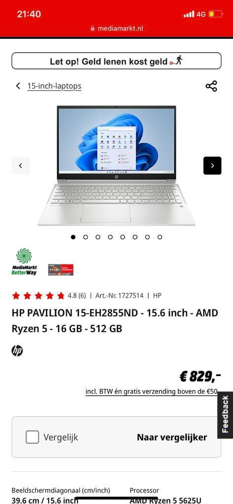 Hp laptop  HP PAVILION 15-EH2855ND
