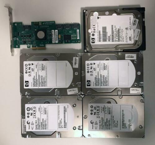 HP LSI SAS3041E-HP 3GBit RAID incl. 5 X SAS HHD 146 GB 15K
