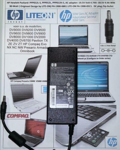 HP PPP012L-S Lite-On PA-1900-08R1 19V 4.74A 90W AC Adapter