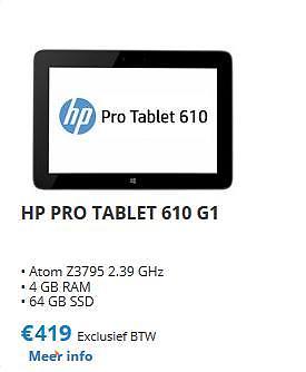 HP Pro Tablet 610 G1 Atom X3795