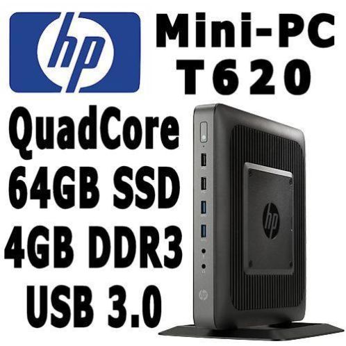 HP T620 Mini-PC QuadCore 1.5Ghz 4GB 64GB SSD  USB3  Win8