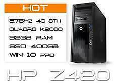 HP Z420 2x E5-1620v2 3,7GHz 4C 8T 32GB SSD 500GB  K2000