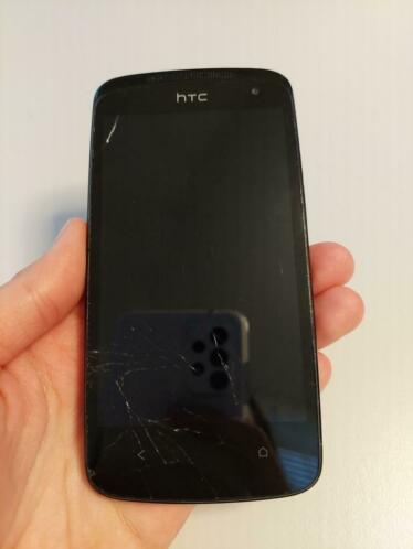 HTC Desire 500 Glossy Black goed werkend, met barst scherm